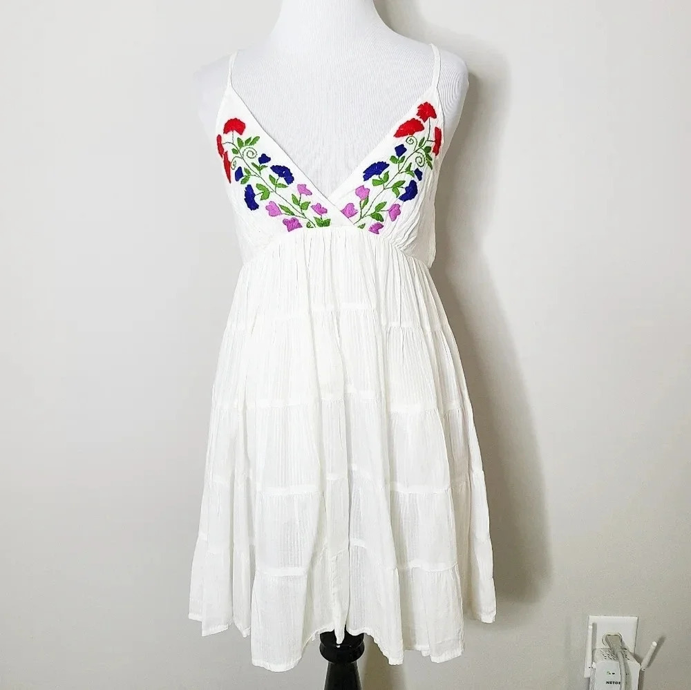 RAGA Boho Embroidered Tank Babydoll Dress XS